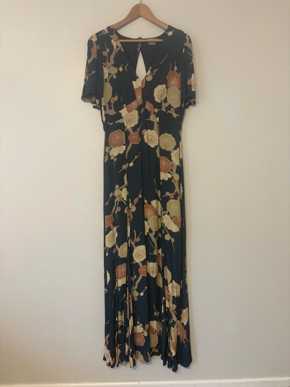 ASOS Navy Maxi Dress with Cream & Rust Floral Print